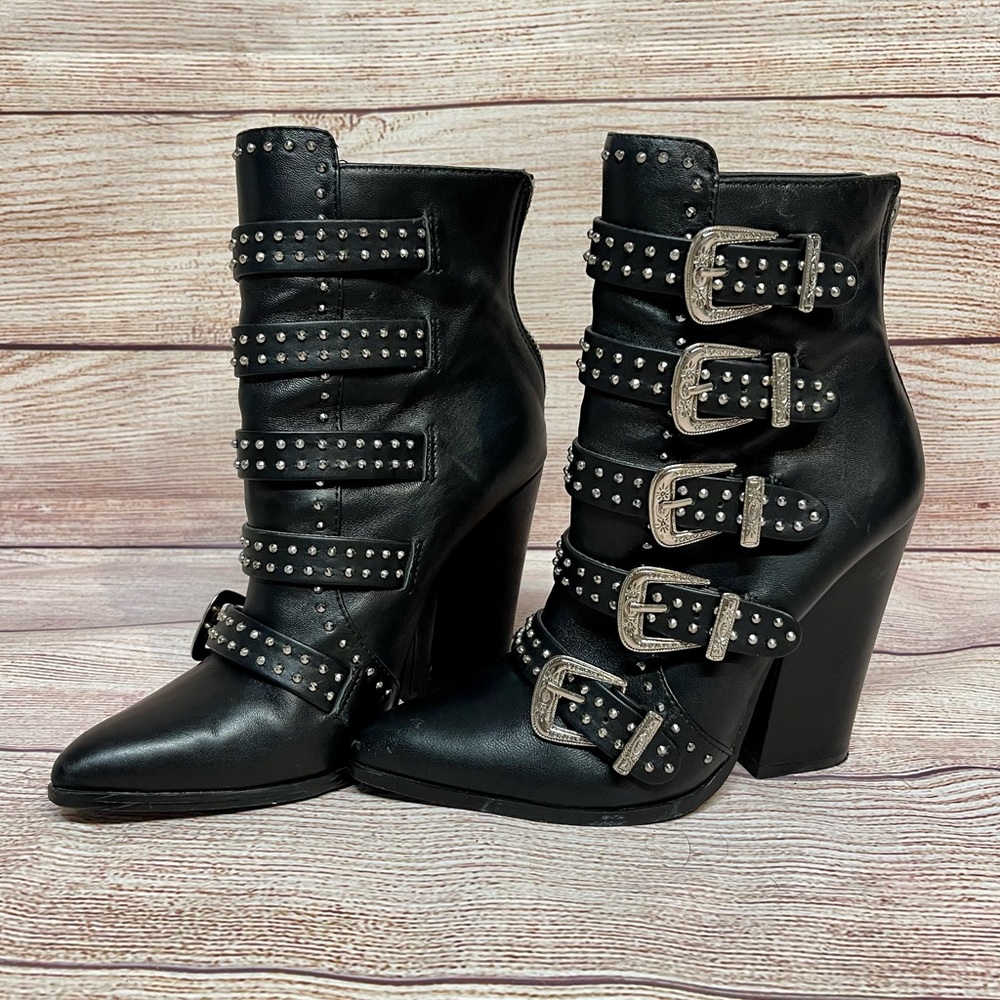 Steve Madden Comet Buckle Studded Ankle Boots